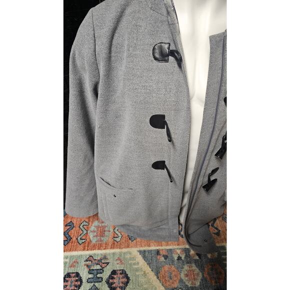 J Jill Wool Angora Toggle Buttons Gray  Coat Size XL Pockets Hood - Picture 2 of 10